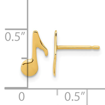 14K Polished Music Note Post Earrings