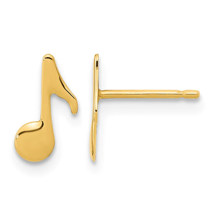 14K Polished Music Note Post Earrings