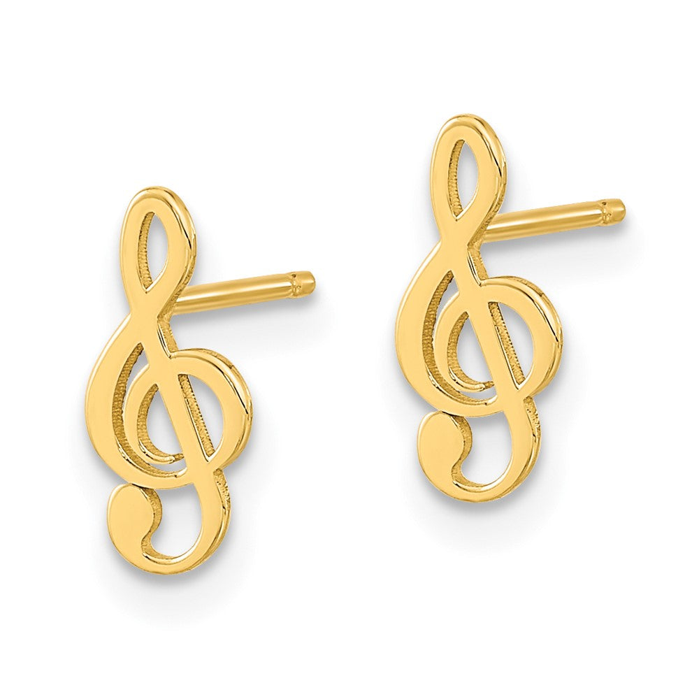 14K Polished Treble Clef Note Post Earrings