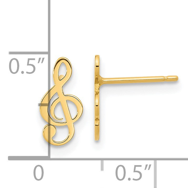 14K Polished Musical Treble Clef Post Earrings