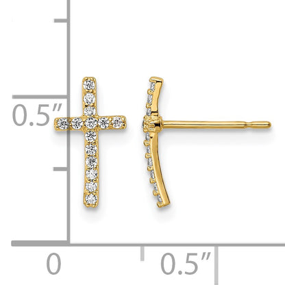 14k CZ Cross Post Earrings