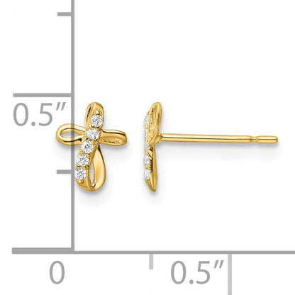 14k Mini CZ Cross Post Earrings