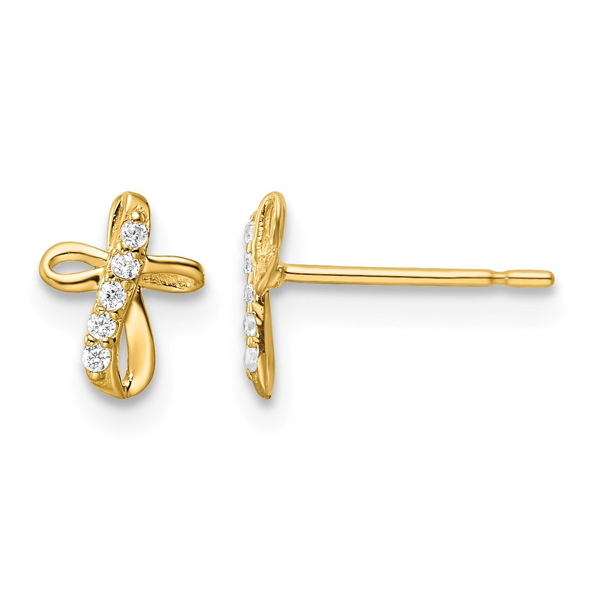 14k Mini CZ Cross Post Earrings