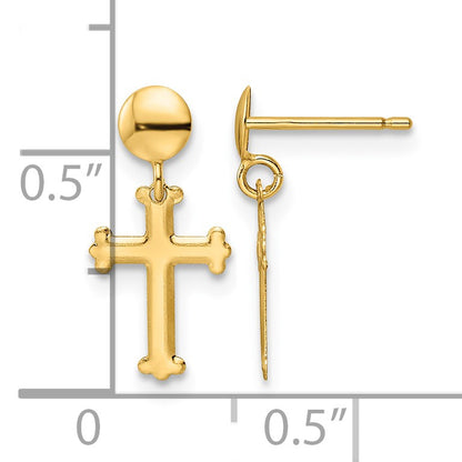 14K Polished Cross Post Dangle Earrings