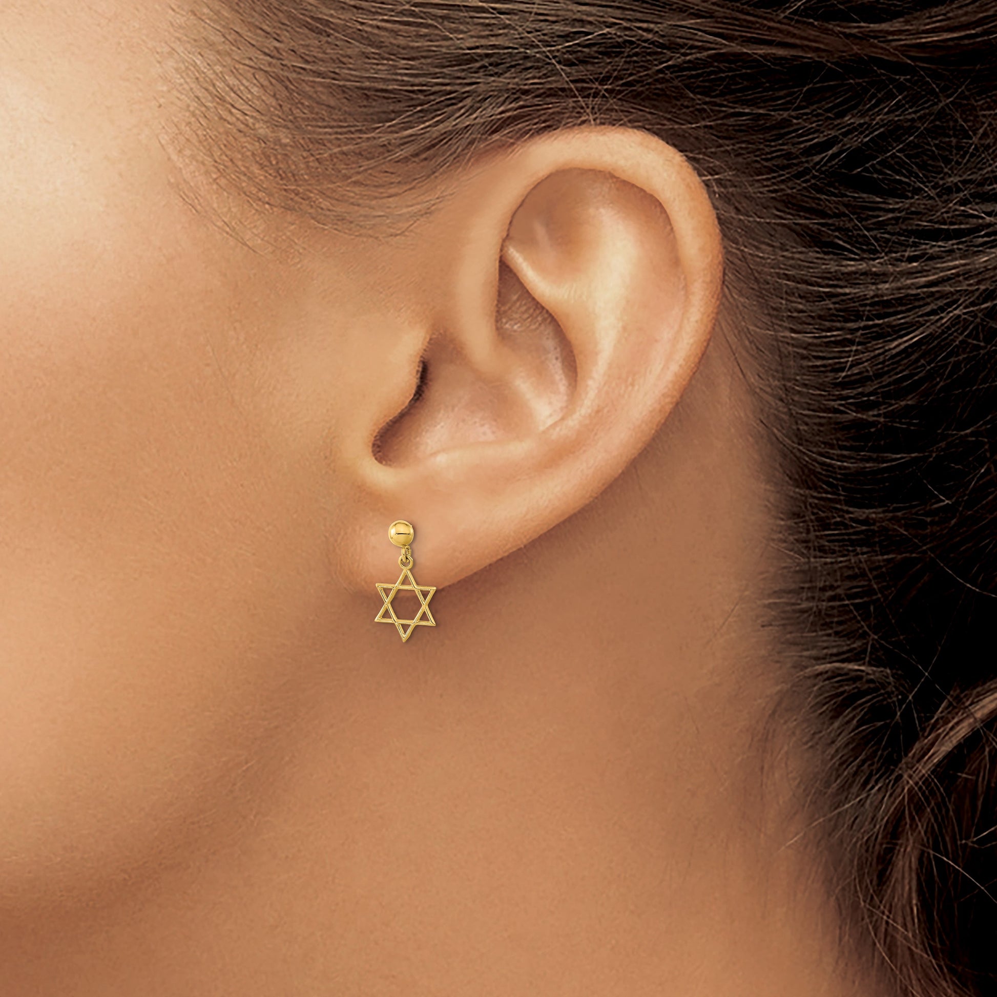 14K Polished Star of David Post Dangle Earrings