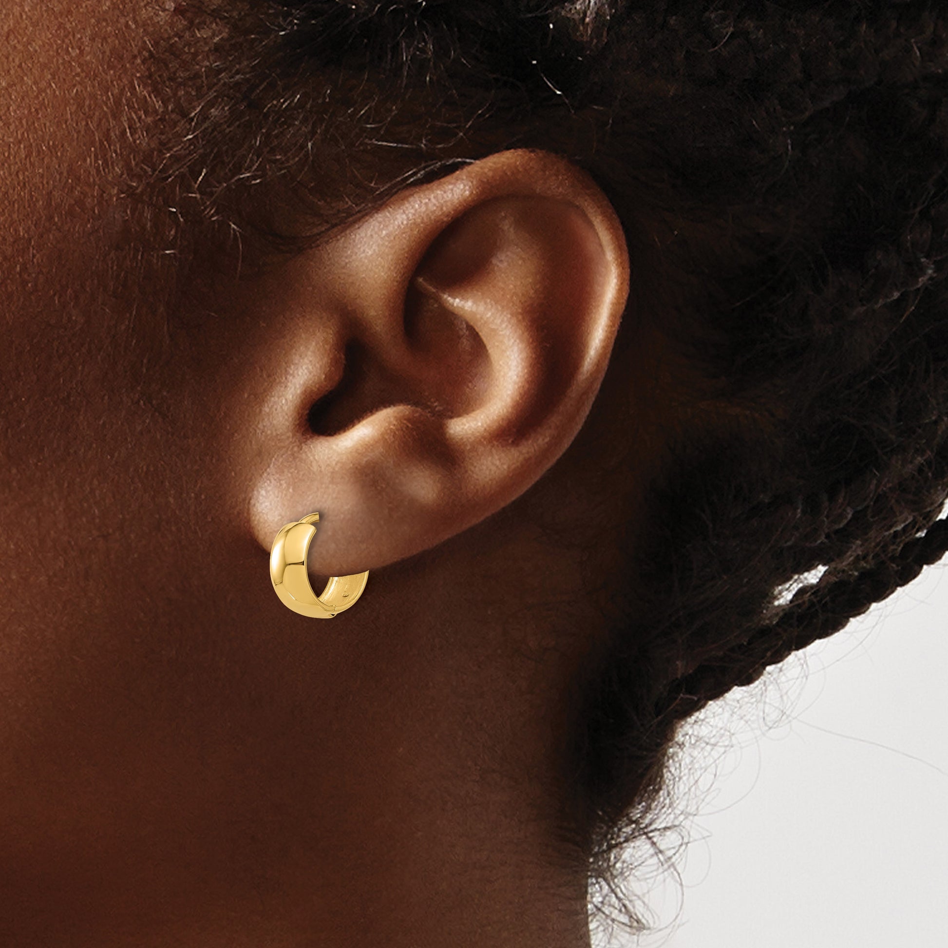 14k Polished 5mm Hinged Huggie Hoop Earrings