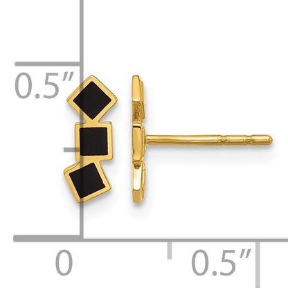 14K Black Epoxy Squares Post Earrings