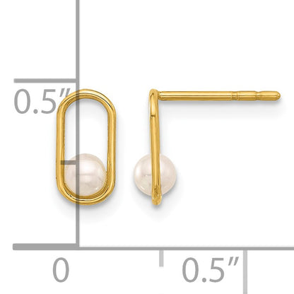 14K Freshwater Cultured Pearl in Oval Post Earrings