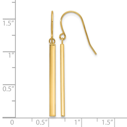 14K Polished Bar Dangle French Hook Earrings