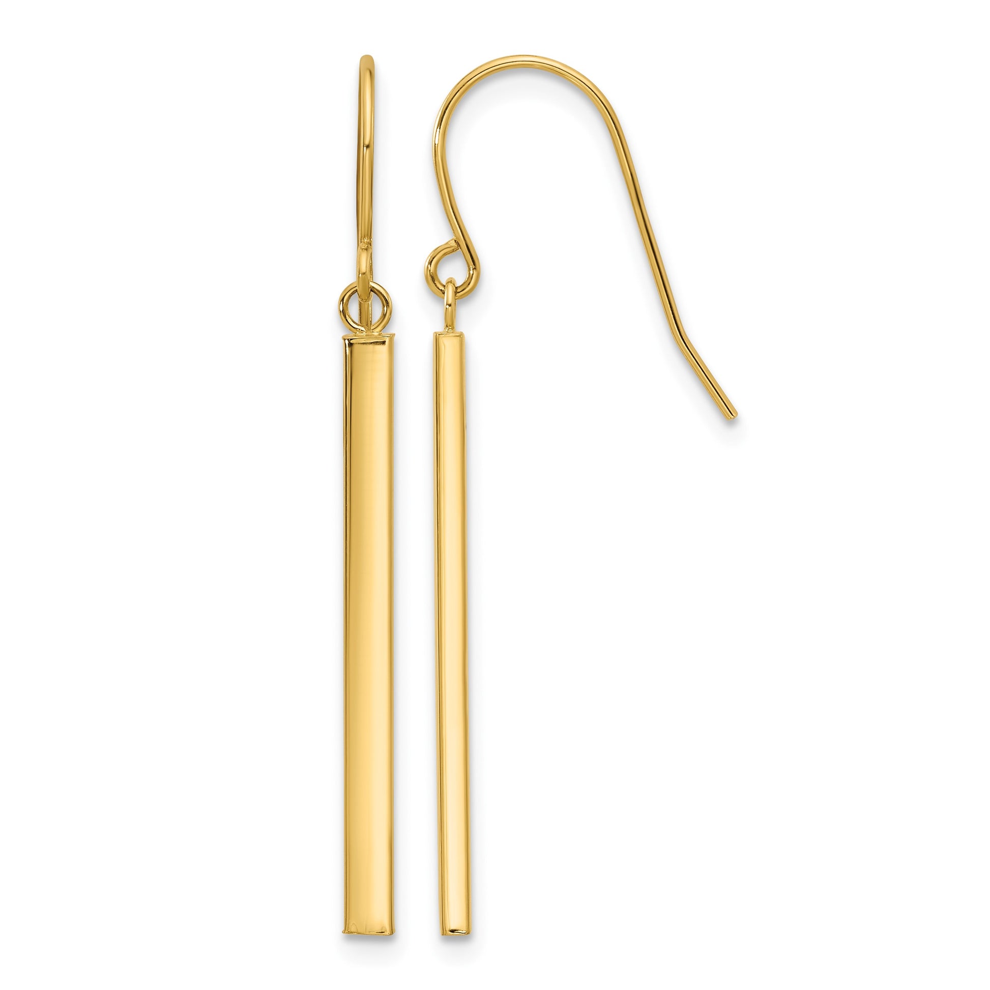 14K Polished Bar Dangle French Hook Earrings