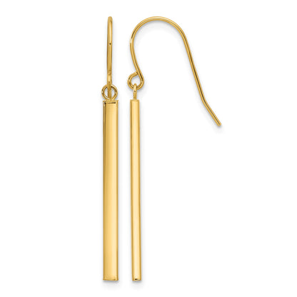 14K Polished Bar Dangle French Hook Earrings