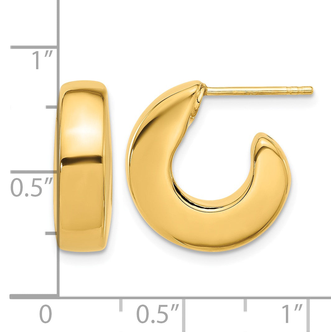 14K Polished J-Hoop Post Earrings
