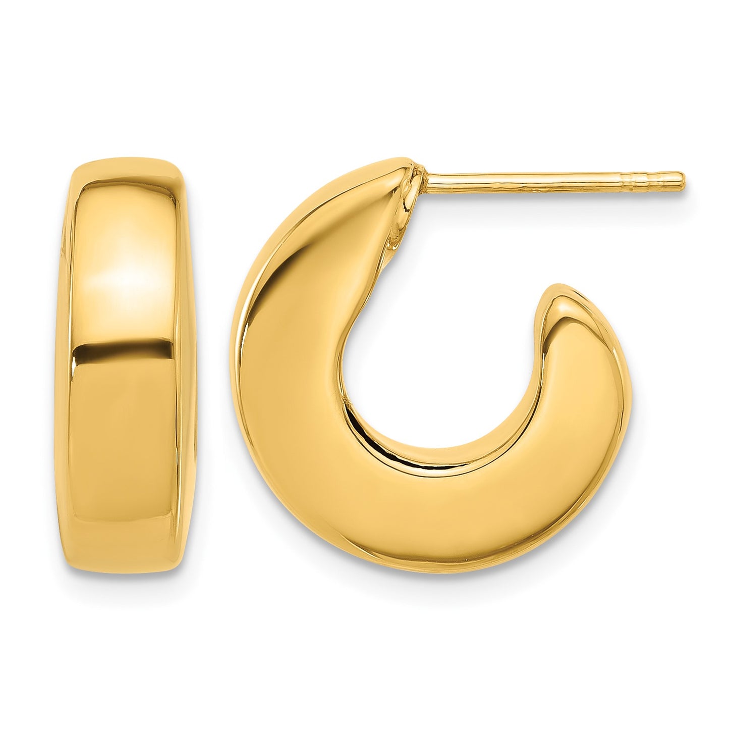 14K Polished J-Hoop Post Earrings