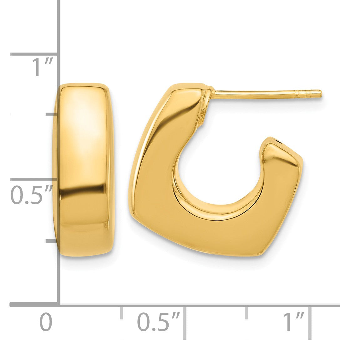 14K Polished Square J-Hoop Post Earrings
