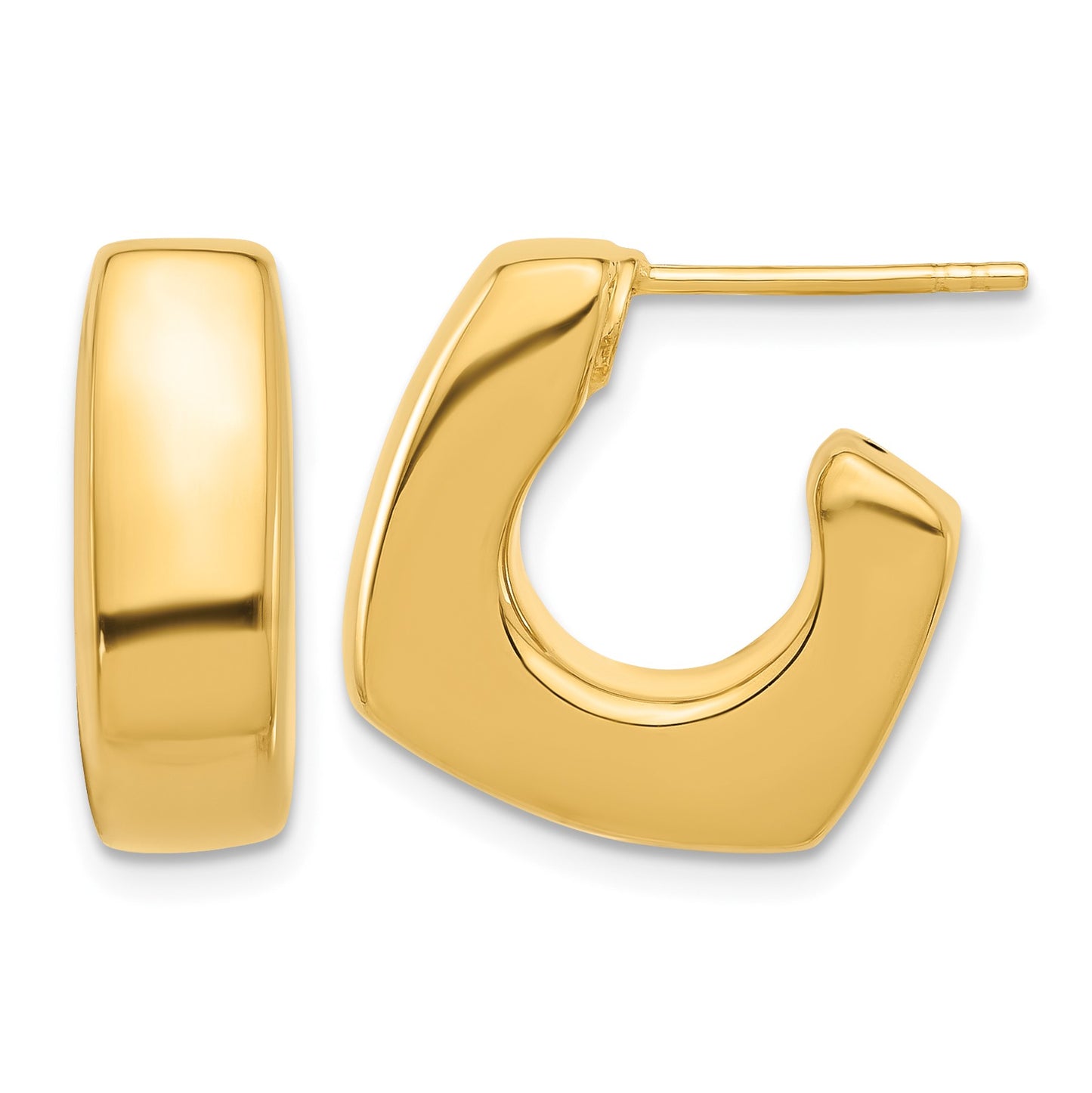 14K Polished Square J-Hoop Post Earrings