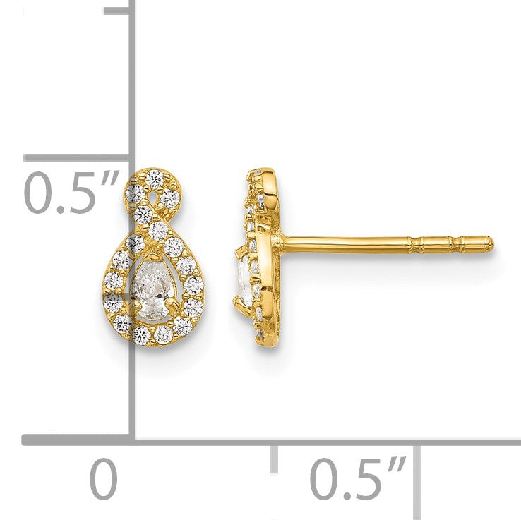 14K Polished CZ Infinity Post Earrings
