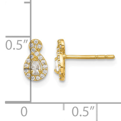 14K Polished CZ Infinity Post Earrings