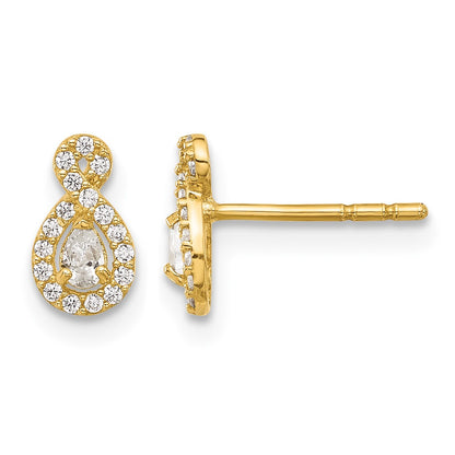 14K Polished CZ Infinity Post Earrings