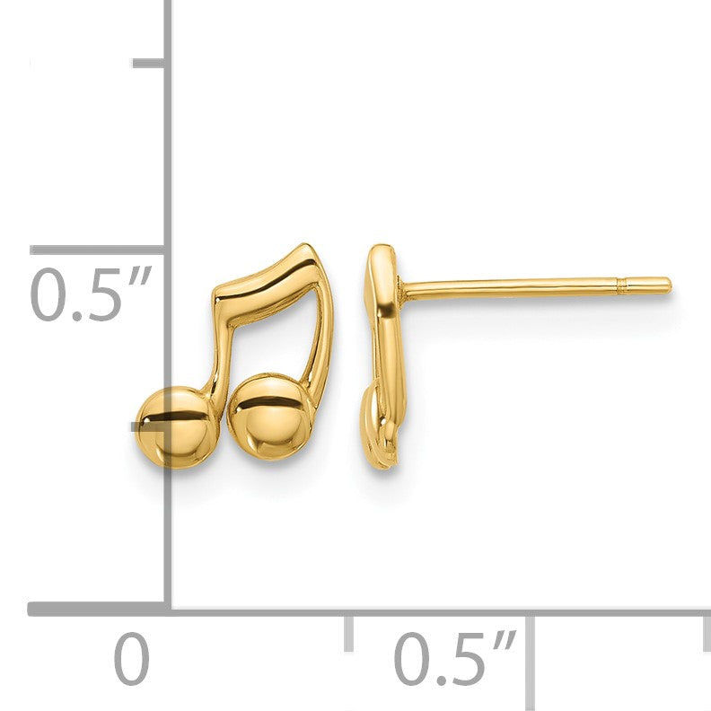 14K Polished Music Notes Post Earrings