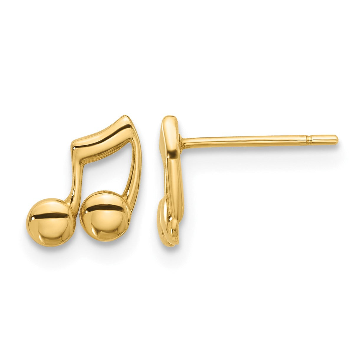 14K Polished Music Notes Post Earrings