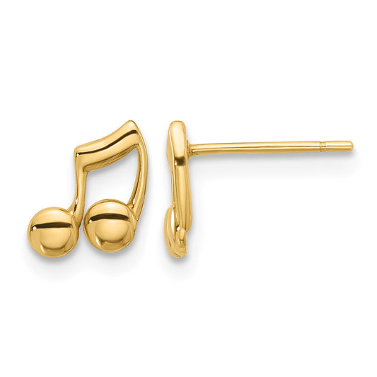 14K Polished Music Notes Post Earrings