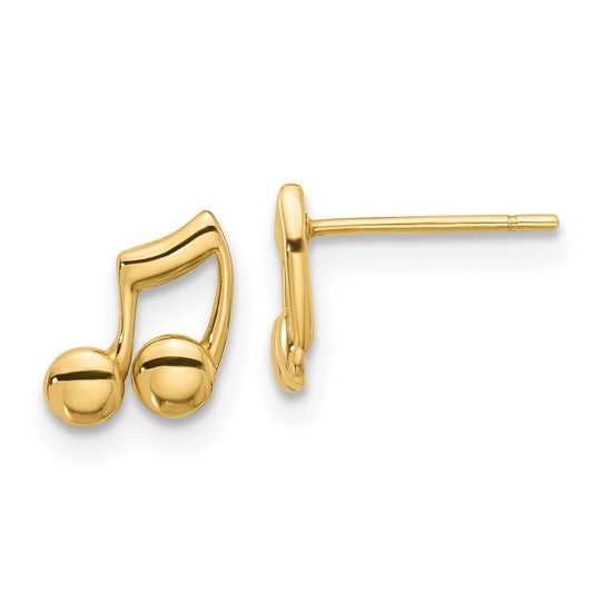 14K Polished Music Notes Post Earrings