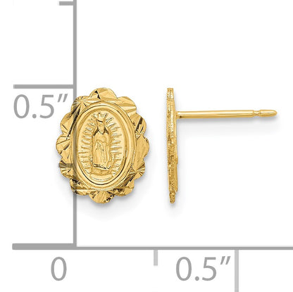14K Diamond-Cut Small Miraculous Medal Post Earrings