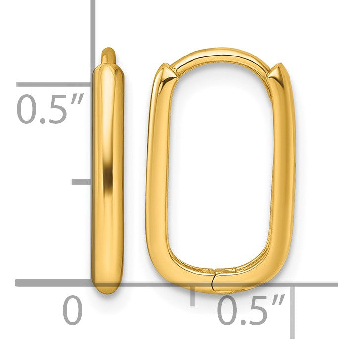 14k Polished Rectangle 2.00mm Hinged Hoop Earrings