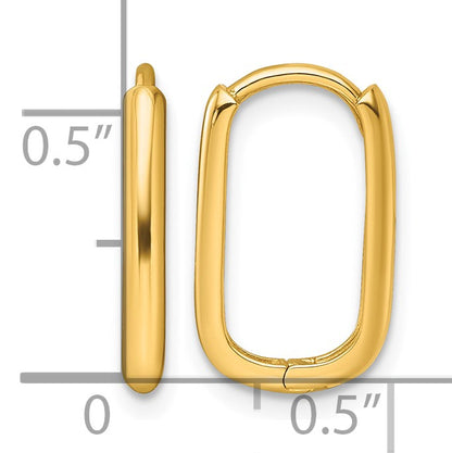 14k Polished Rectangle 2.00mm Hinged Hoop Earrings