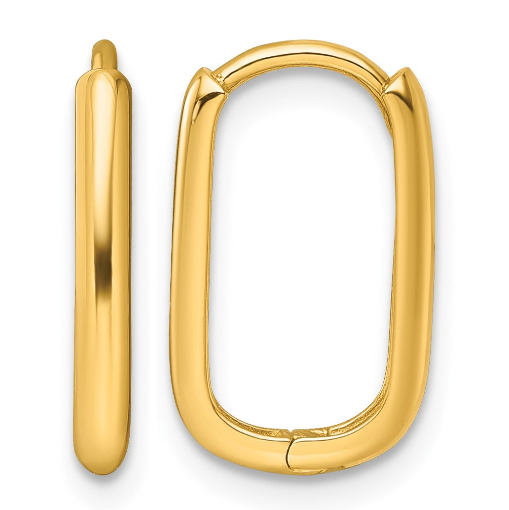 14k Polished Rectangle 2.00mm Hinged Hoop Earrings