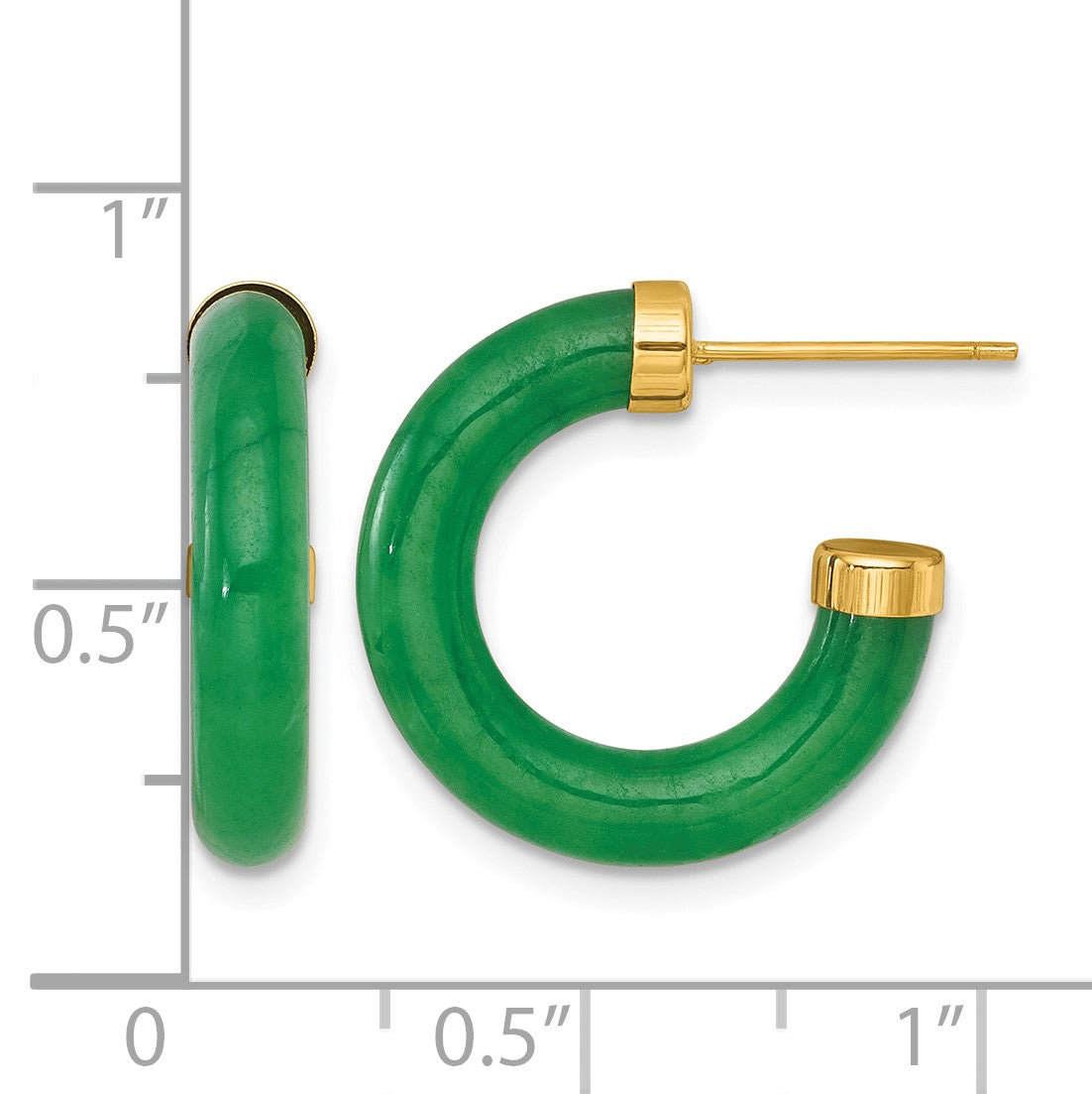 14K Polished 3.8mm Jade Post C-Hoop Earrings