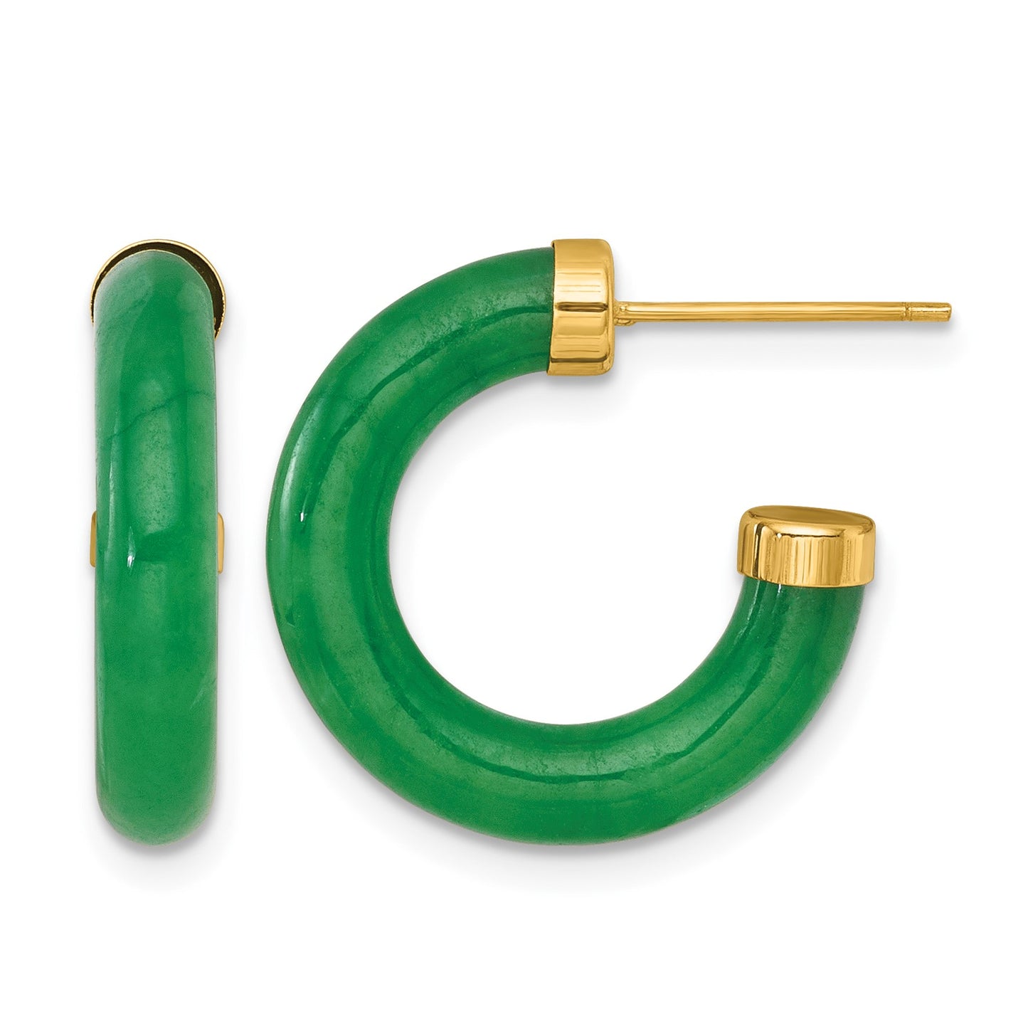 14K Polished 3.8mm Jade Post C-Hoop Earrings