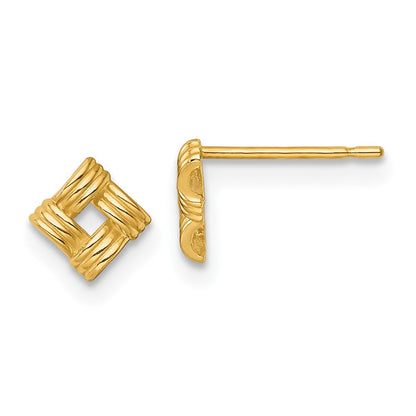 14k Polished Woven Square Post Earrings