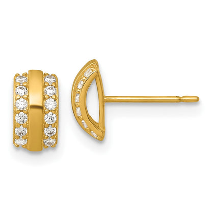 14k Polished CZ Curved Bar Post Earrings