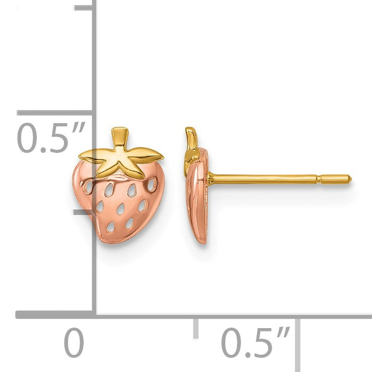 14k with Rose Rhodium Polished Strawberry Post Earrings