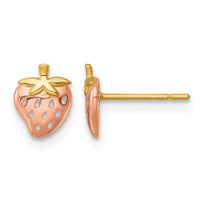 14k with Rose Rhodium Polished Strawberry Post Earrings