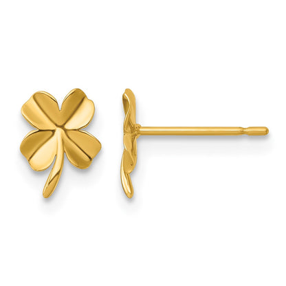 14k Polished Four Leaf Clover Post Earrings