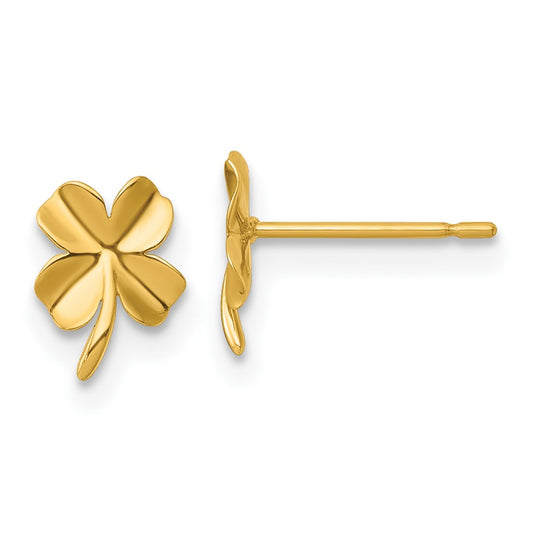 14k Polished Four Leaf Clover Post Earrings