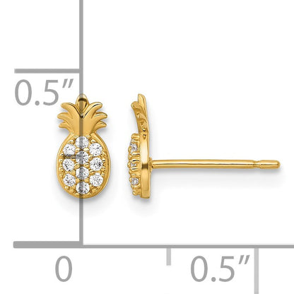 14k Polished Small CZ Pineapple Post Earrings