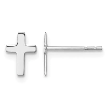14k White Polished Latin Cross Post Earrings