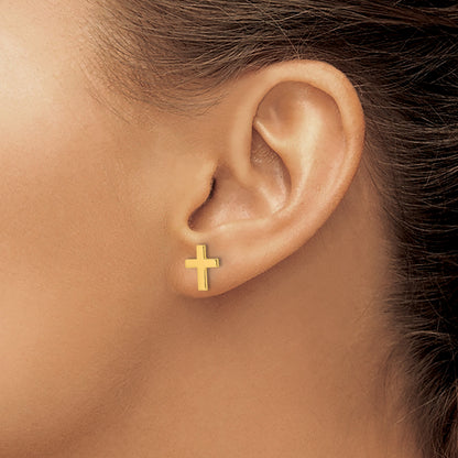 14k Polished Latin Cross Post Earrings