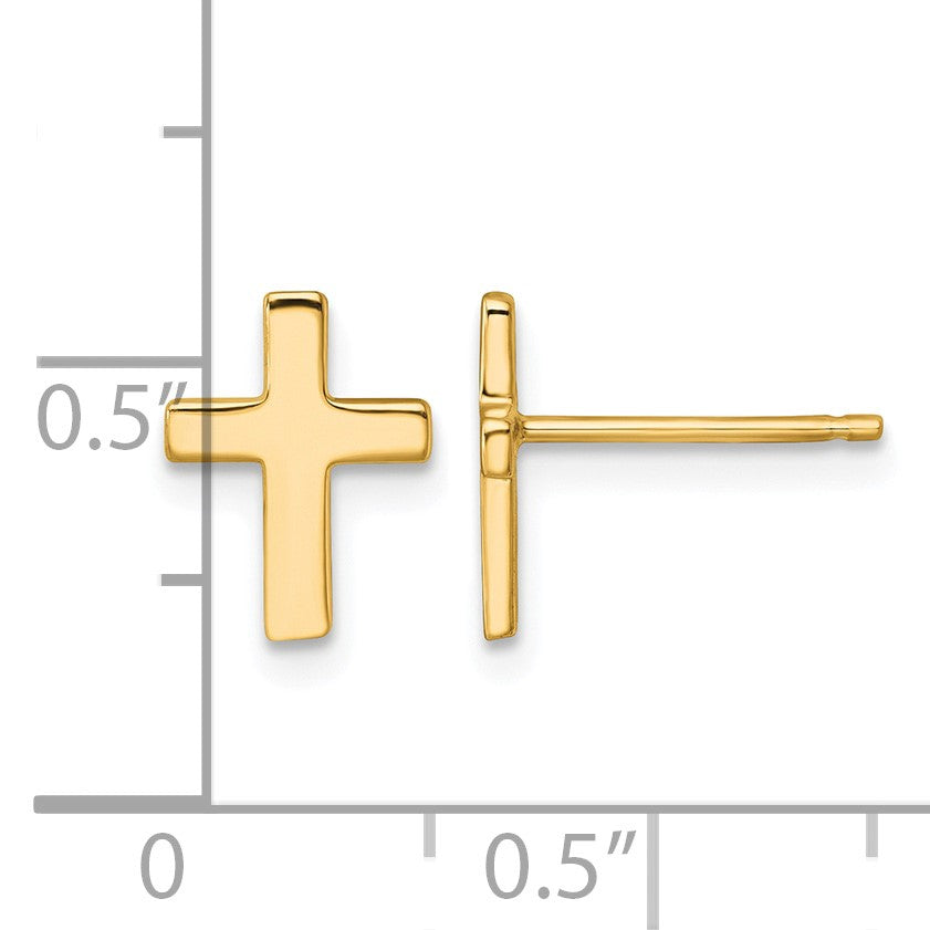 14k Polished Latin Cross Post Earrings