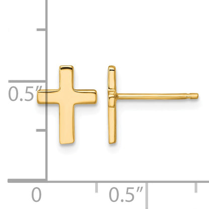 14k Polished Latin Cross Post Earrings