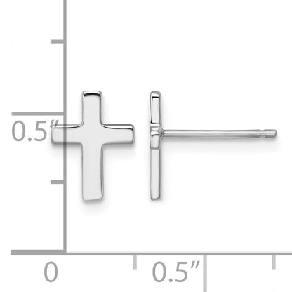 14k White Polished Latin Cross Post Earrings