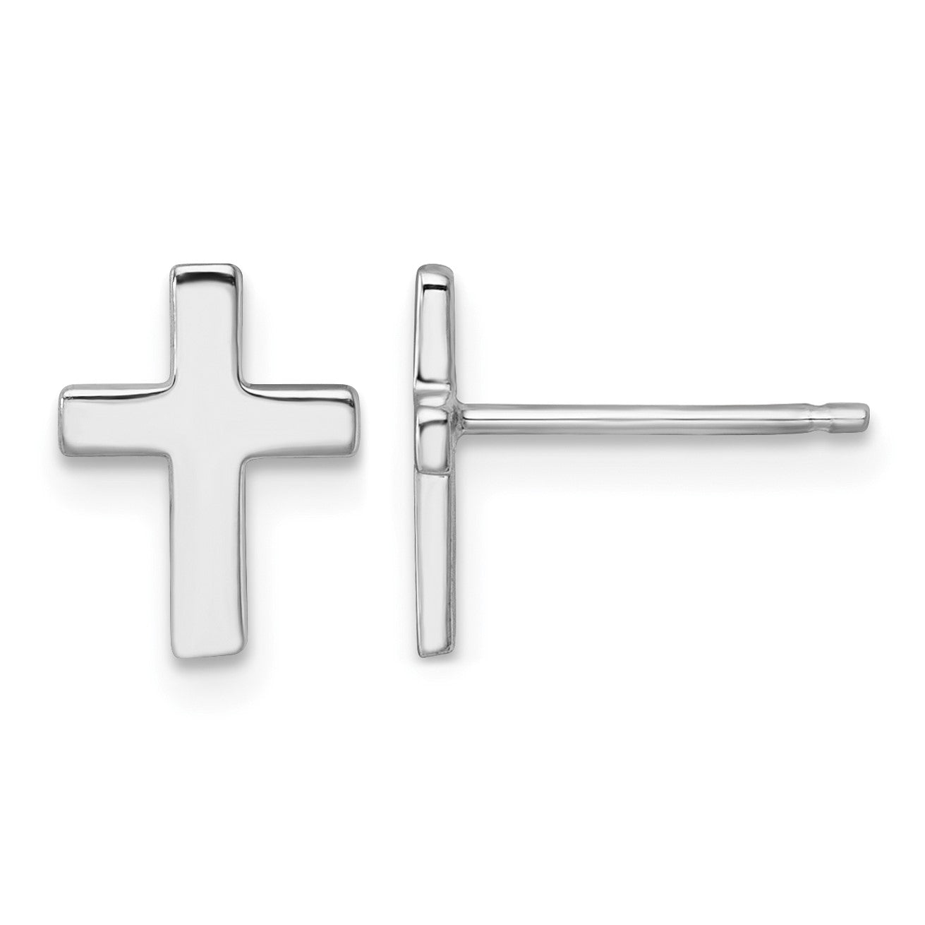 14k White Polished Latin Cross Post Earrings