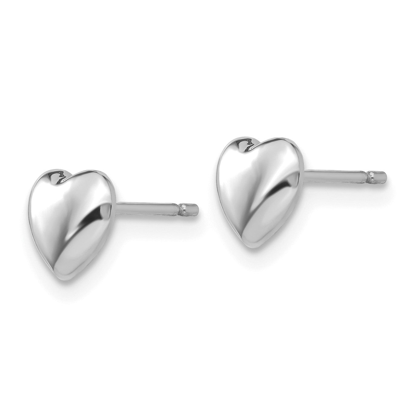 14k White Gold 6mm Heart Post Stud Earrings