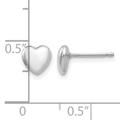 14k White Gold 6mm Heart Post Stud Earrings