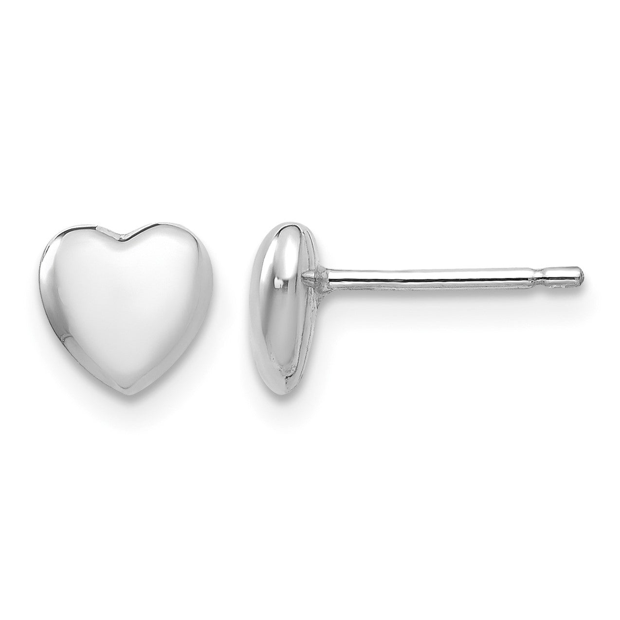 14k White Gold 6mm Heart Post Stud Earrings