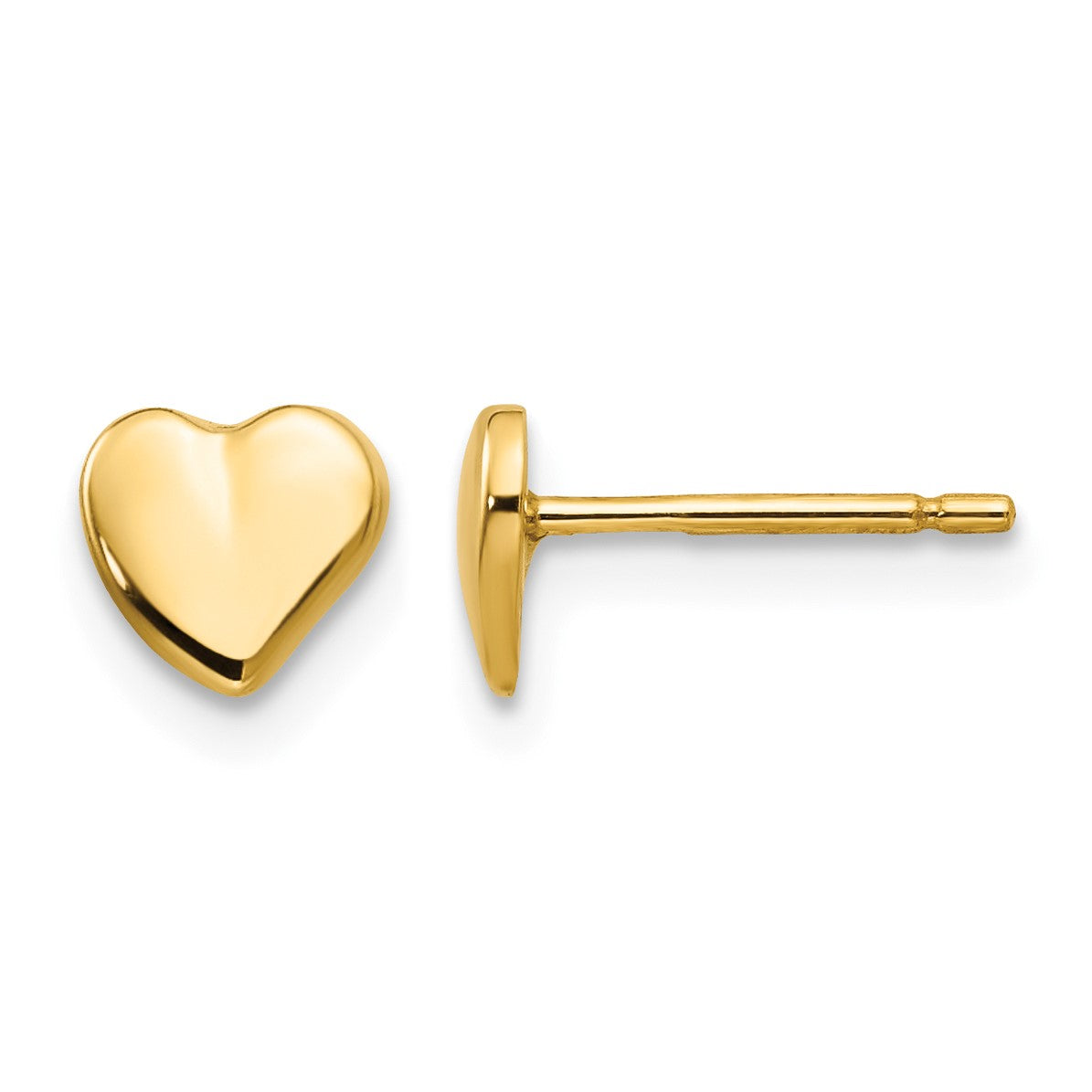 14K Polished Heart Post Earrings