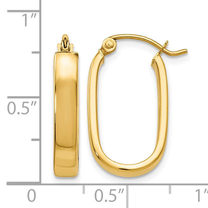 14k 3.5x22mm Polished Oval Tube Hoop Earrings